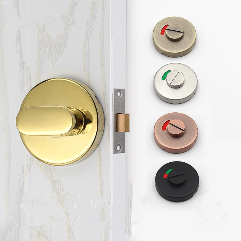 Home Bathroom Lock - สแตนเลสประตูล็อค WC ห้องน้ําประตูมือจับล็อคห้องน้ําดึงลูกบิดโลหะประตูห้องน้ําล็อค Thumb เปิดลูกบิด