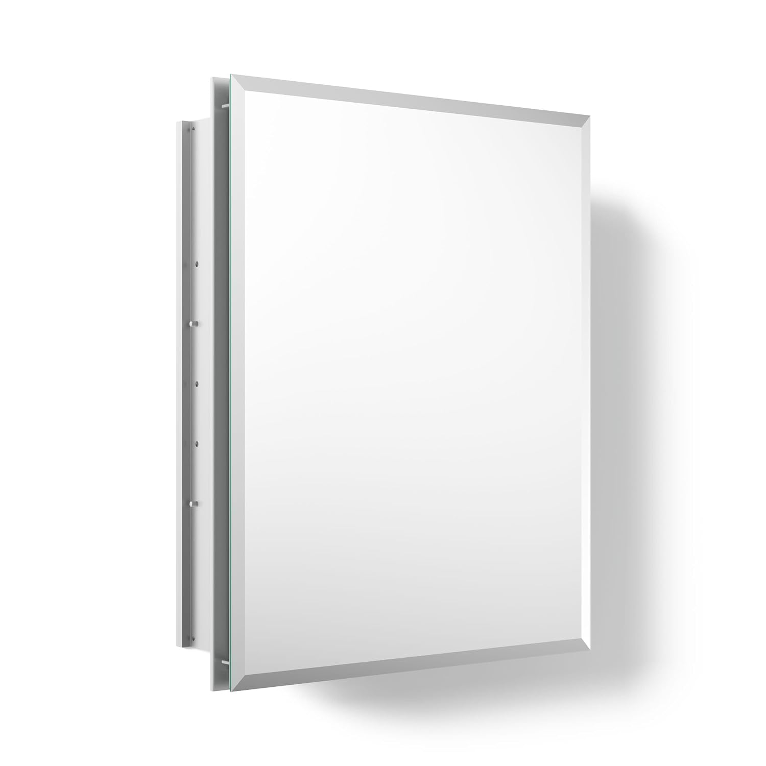 Bathroom Cabinet Mirror - ตู้กระจกห้องน้ำแบบไม่มีกรอบ ขนาด 16x20 นิ้ว, ประตูเดี่ยว ขอบเอียง