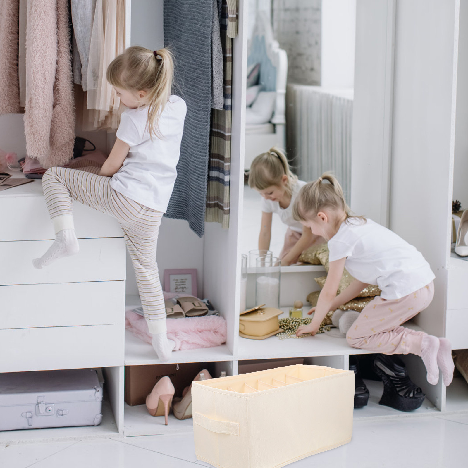 Home Essentials Bathroom Organizer - ตะกร้าจัดเก็บเสื้อผ้าแบบบางสำหรับตู้เสื้อผ้า ชั้นวางของสำหรับจัดเก็บเสื้อยืด กางเกงยีนส์ และของใช้จำเป็นในชีวิตประจำวัน เหมาะสำหรับบ้าน ห้องน้ำ