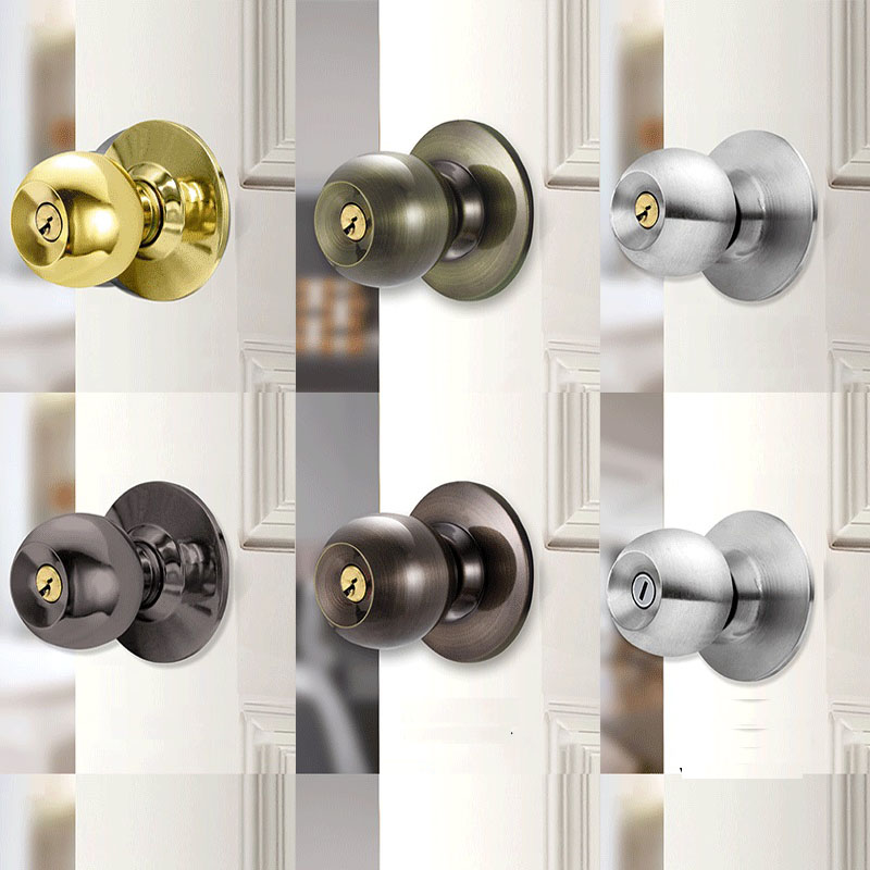 Home Bathroom Lock - อลูมิเนียมอัลลอยด์รอบลูกบิดประตูล็อคหมุน Knobset จับลูกบิดประตูโลหะพร้อมกุญแจสําหรับห้องนอนหน้าแรกห้องนั่งเล่นห้องน้ํา