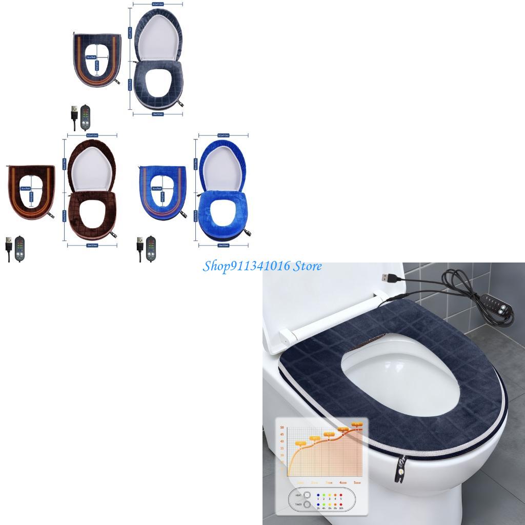 Home Bathroom With Two Toilets - ฝาครอบที่นั่งชักโครก USB ขับเคลื่อนความร้อนอย่างรวดเร็วเครื่องทำความร้อนที่นั่งชักโครกพร้อมการควบคุมอุณหภูมิ 5