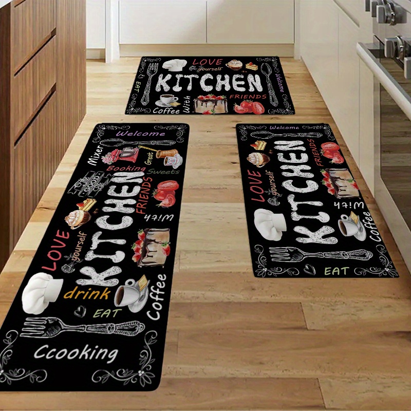 Home Bathroom Quotes - พรมลายกระดานดำสำหรับห้องครัว ลายคำคม ดีไซน์ทันสมัย สำหรับตกแต่งห้องครัว ห้องรับประทานอาหาร และห้องนั่งเล่น