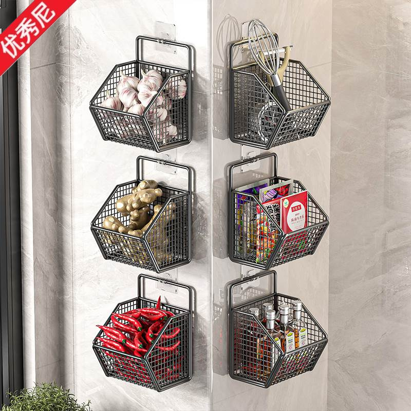 Home Essentials Bathroom Organizer - กล่องเก็บของติดผนังสำหรับห้องครัว ที่เก็บกระเทียม หัวหอม ขิง สแตนเลส ใช้ได้ในห้องน้ำ