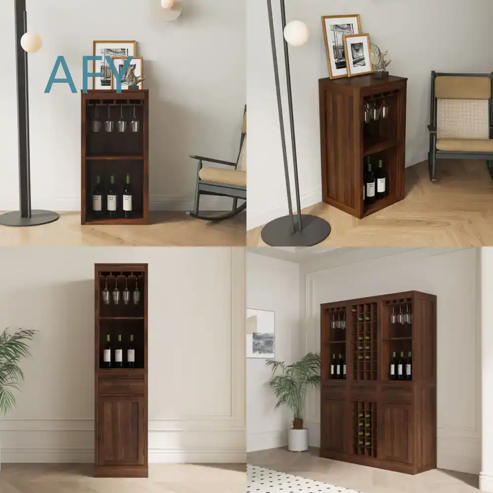 Muji Home Storage - ตู้เก็บไวน์แบบโมดูลาร์สีน้ำตาลวอลนัท พร้อมชั้นวางของและตู้เก็บของสำหรับห้องรับประทานอาหาร สำหรับ IKEA KALLAX สำหรับ