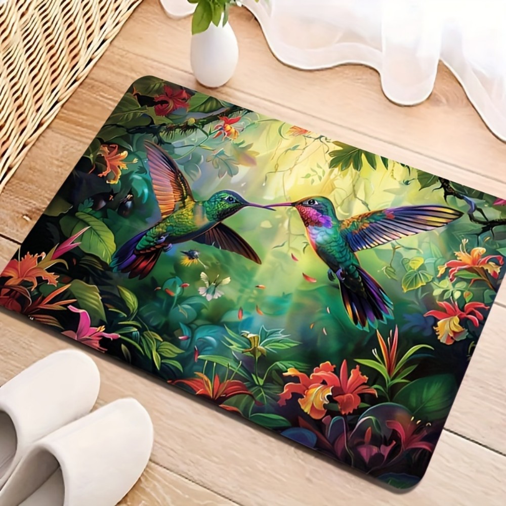 Home Bathroom Carpet - VIKAMA สปริง ฮัมมิ่งเบิร์ด พรมปูพื้นลายเขตร้อน กันลื่นและกันฝุ่น สำหรับทางเข้า