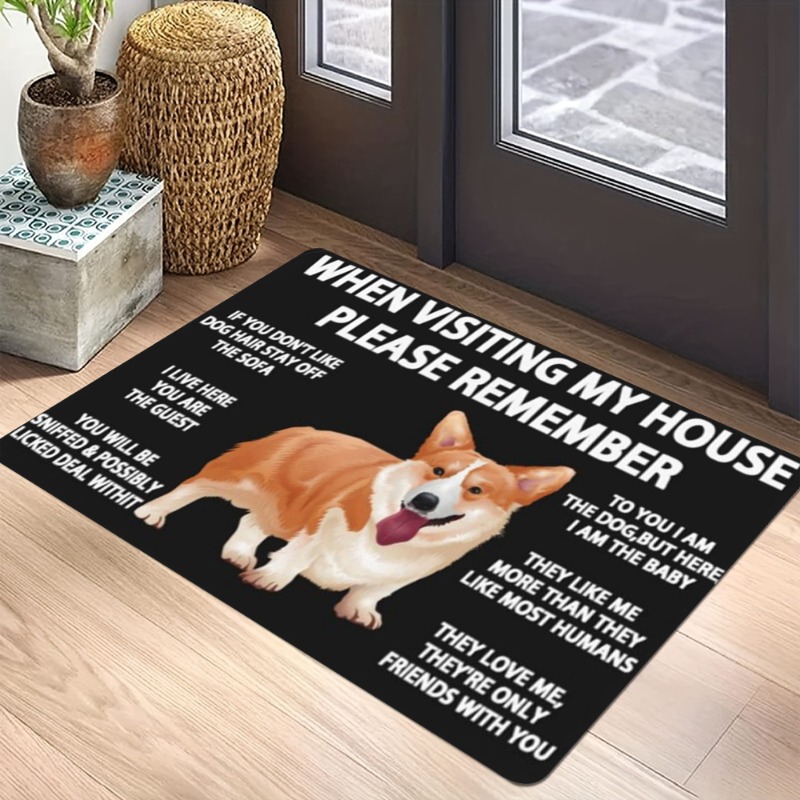 Home Bathroom Quotes - พรมลายการ์ตูนรูปทรงเรขาคณิตสำหรับสัตว์เลี้ยง สุนัข พรมปูพื้น ลายเฟรนช์บูลด็อก คอร์กี้ ปอมเมอเรเนียน