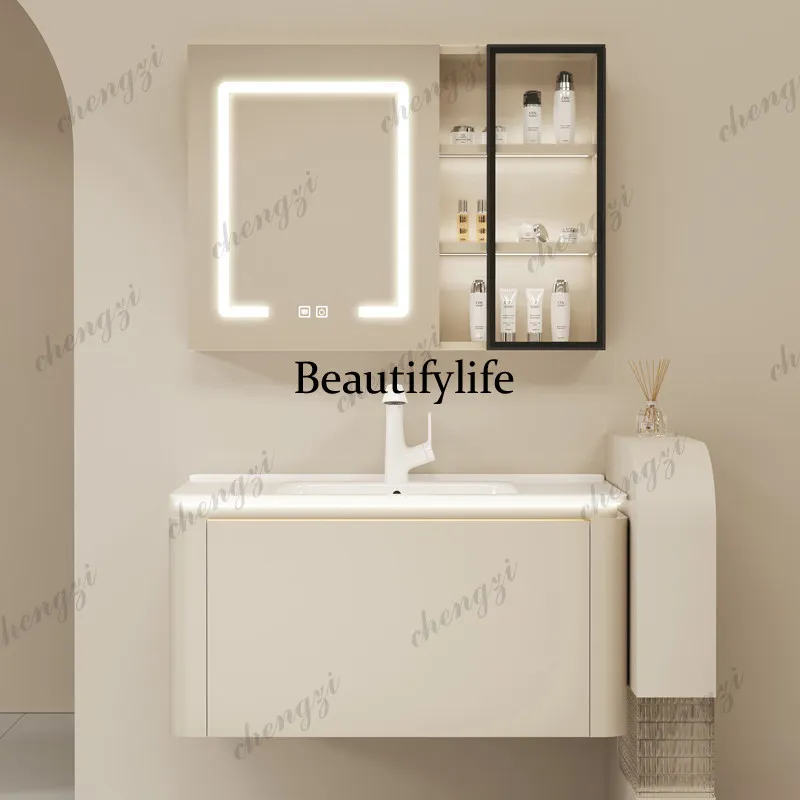 ตู้ห้องน้ำไม้เนื้อแข็งสีเทาครี - Bathroom Cabinet Mirror บทวิจารณ์และราคา