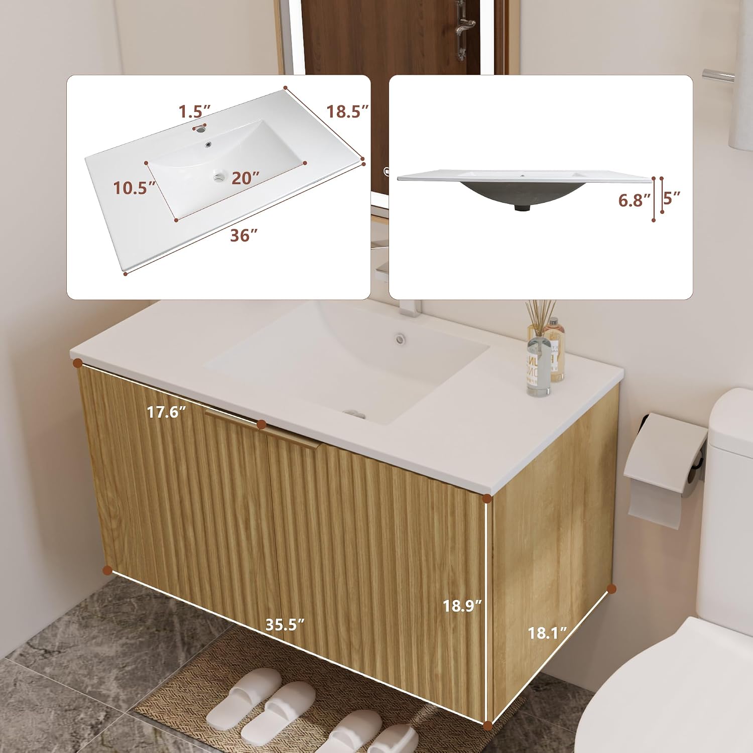 ตู้ห้องน้ำแบบลอยตัวทันสมัยพร้อ - Home In Bathroom บทวิจารณ์และราคา