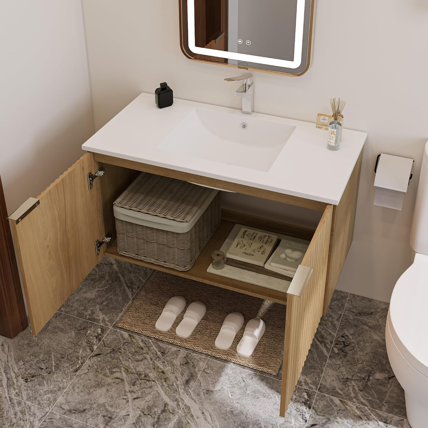 ตู้ห้องน้ำแบบลอยตัวทันสมัยพร้อ - Home In Bathroom บทวิจารณ์และราคา
