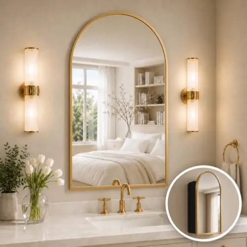 กระจกตู้ยาทรงโค้ง ไม่ต้องประกอ - Bathroom Cabinet Mirror บทวิจารณ์และราคา