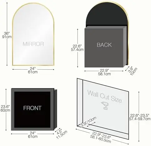 กระจกตู้ยาทรงโค้ง ไม่ต้องประกอ - Bathroom Cabinet Mirror บทวิจารณ์และราคา