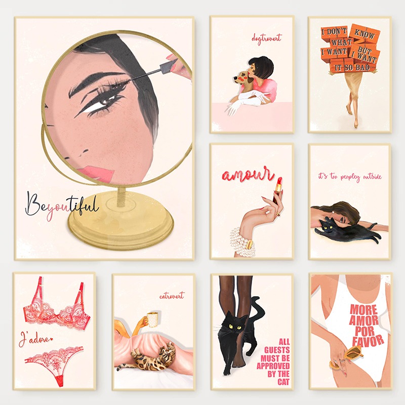 Retro Glam แฟชั่นนิตยสารโปสเตอ - Home Bathroom Quotes บทวิจารณ์และราคา