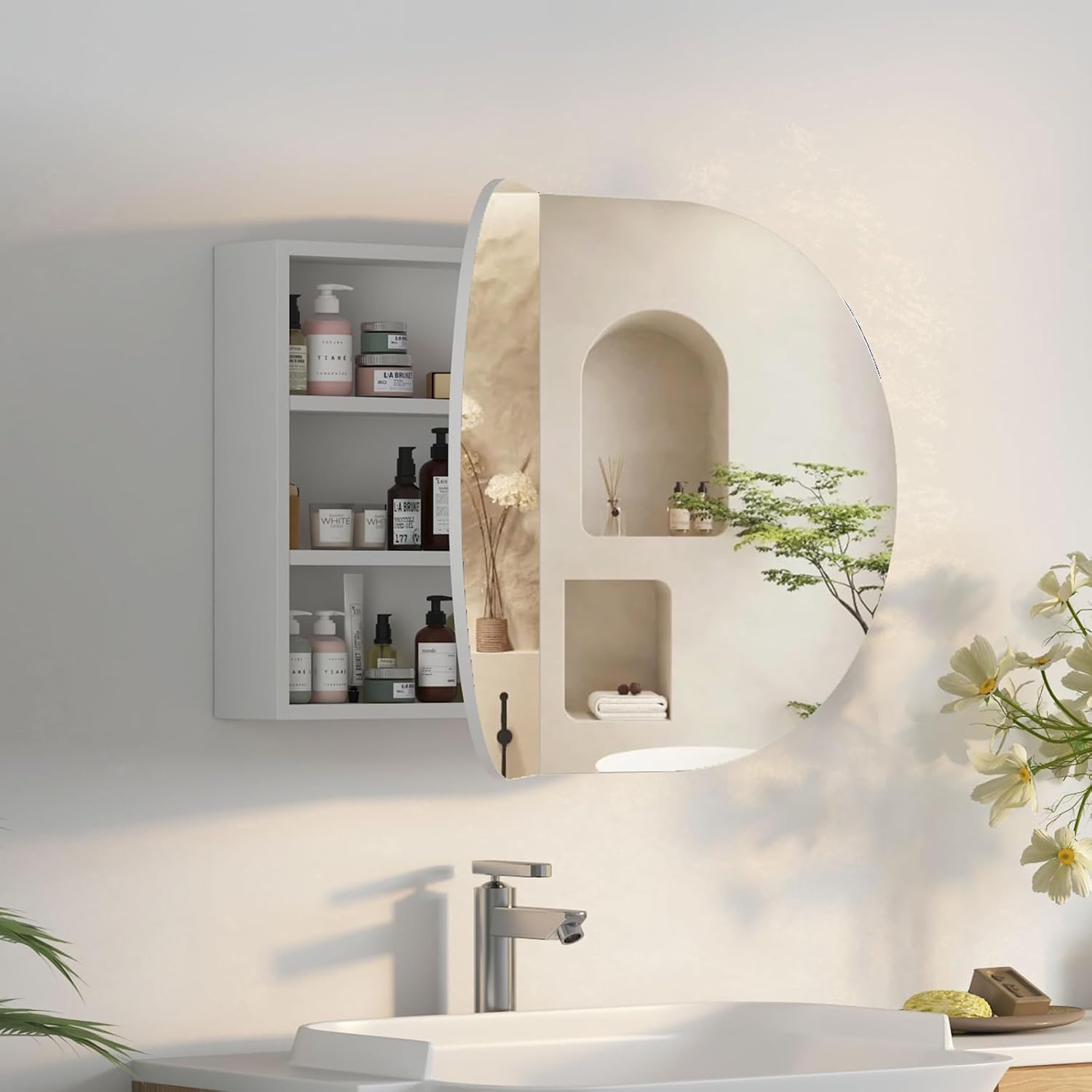 ตู้ยาในห้องน้ำทรงวงรีพร้อมกระจ - Bathroom Cabinet Mirror บทวิจารณ์และราคา