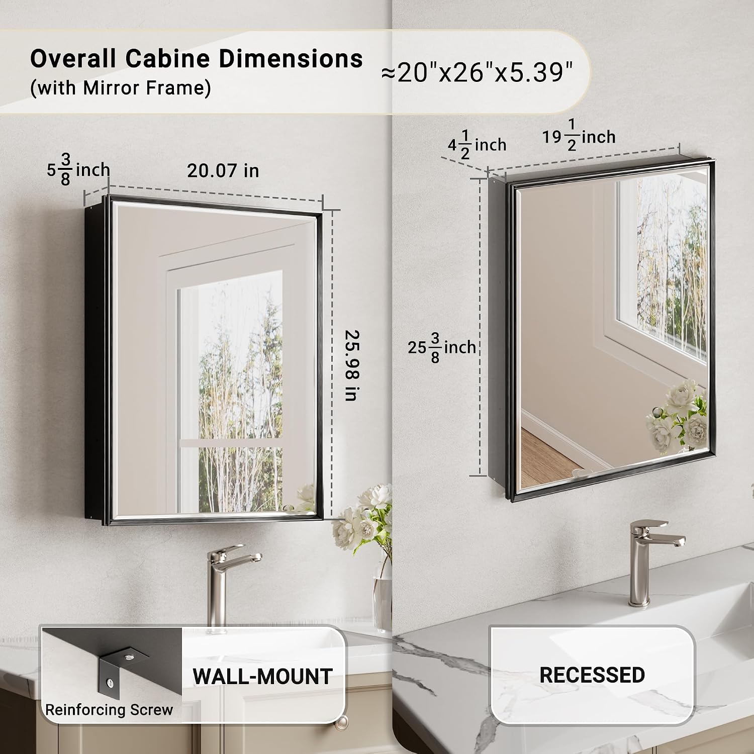 ตู้ยาสีดำพร้อมกระจก ผิวเรียบ โ - Bathroom Cabinet Mirror บทวิจารณ์และราคา