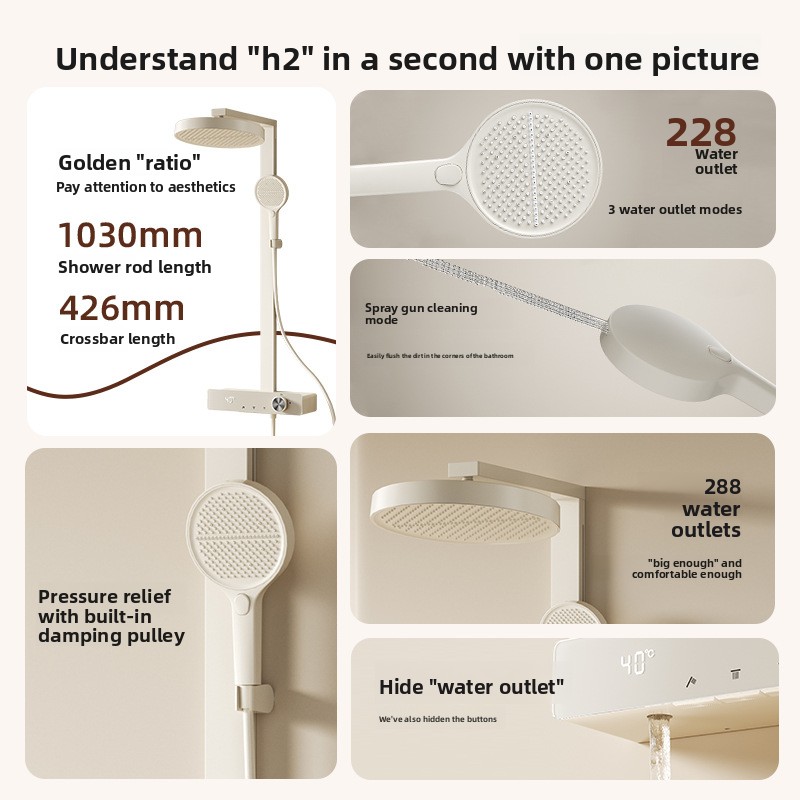 ชุดฝักบัวทองแดงอัจฉริยะพร้อมหน - Home In Bathroom บทวิจารณ์และราคา