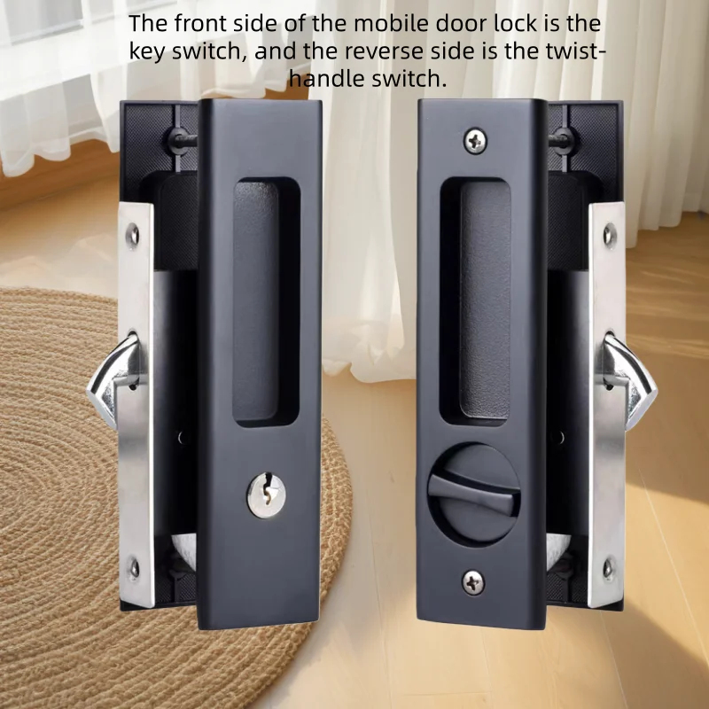ตัวล็อคประตูบานเลื่อนสีดำแบบหน - Home Bathroom Lock บทวิจารณ์และราคา
